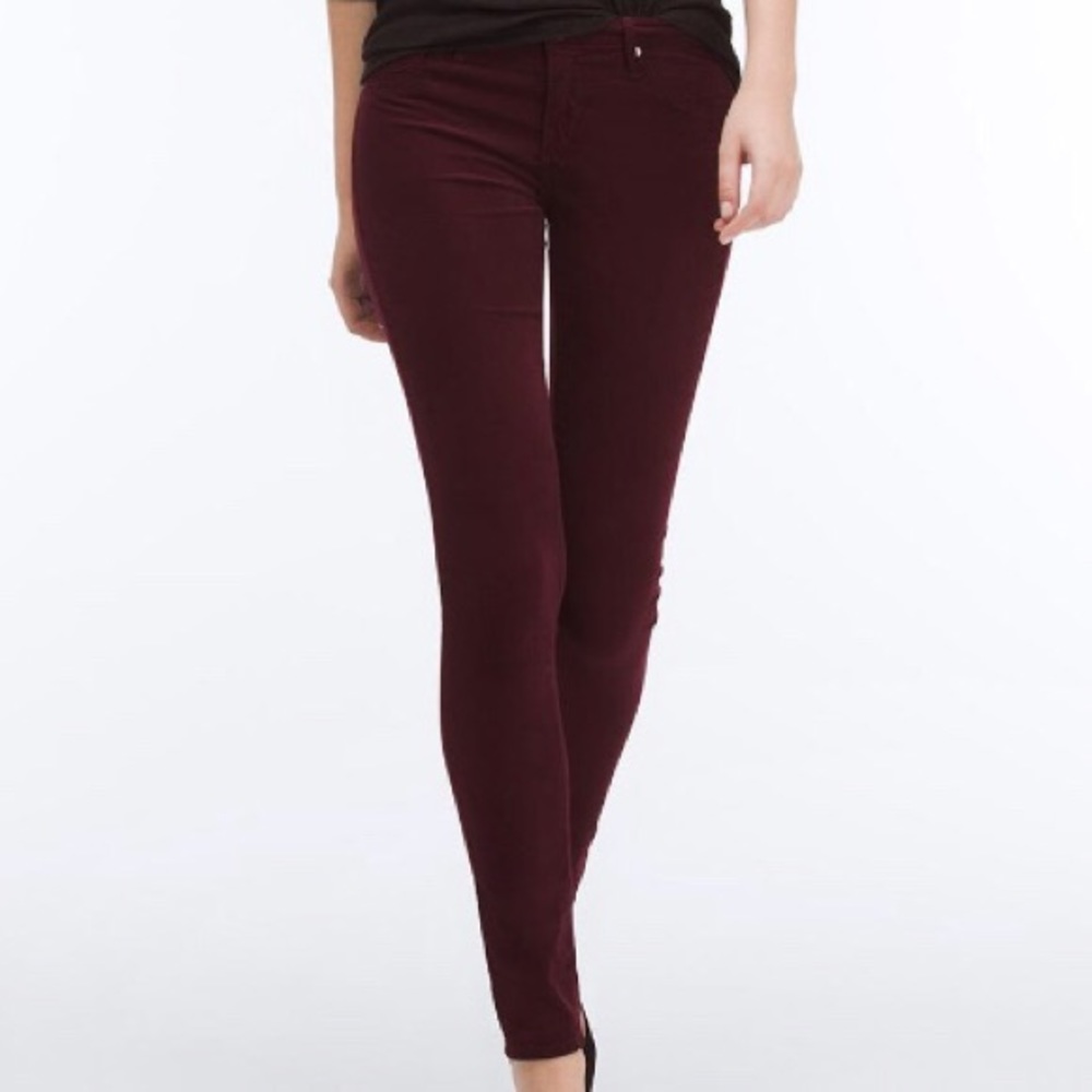 AG “The Legging” Maroon Velvety Corduroy